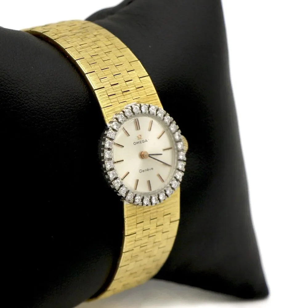 Omega 18K Gold Diamond Bracelet Watch 1970s